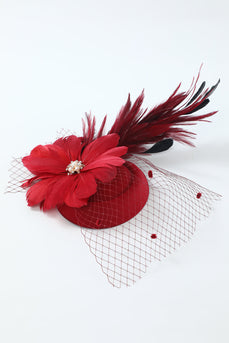 1920s Burgundy Feathere Headband