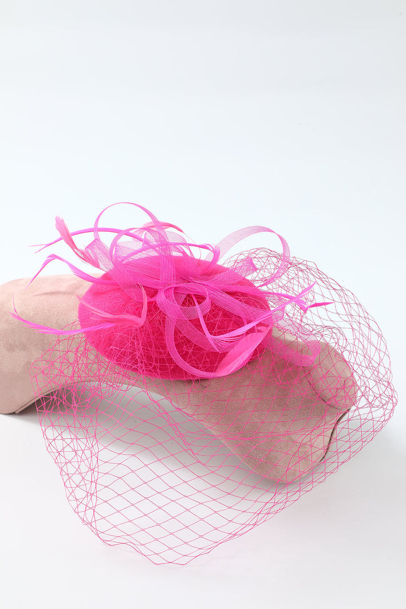 Load image into Gallery viewer, 1920s Fuchsia Women Headband With Veil