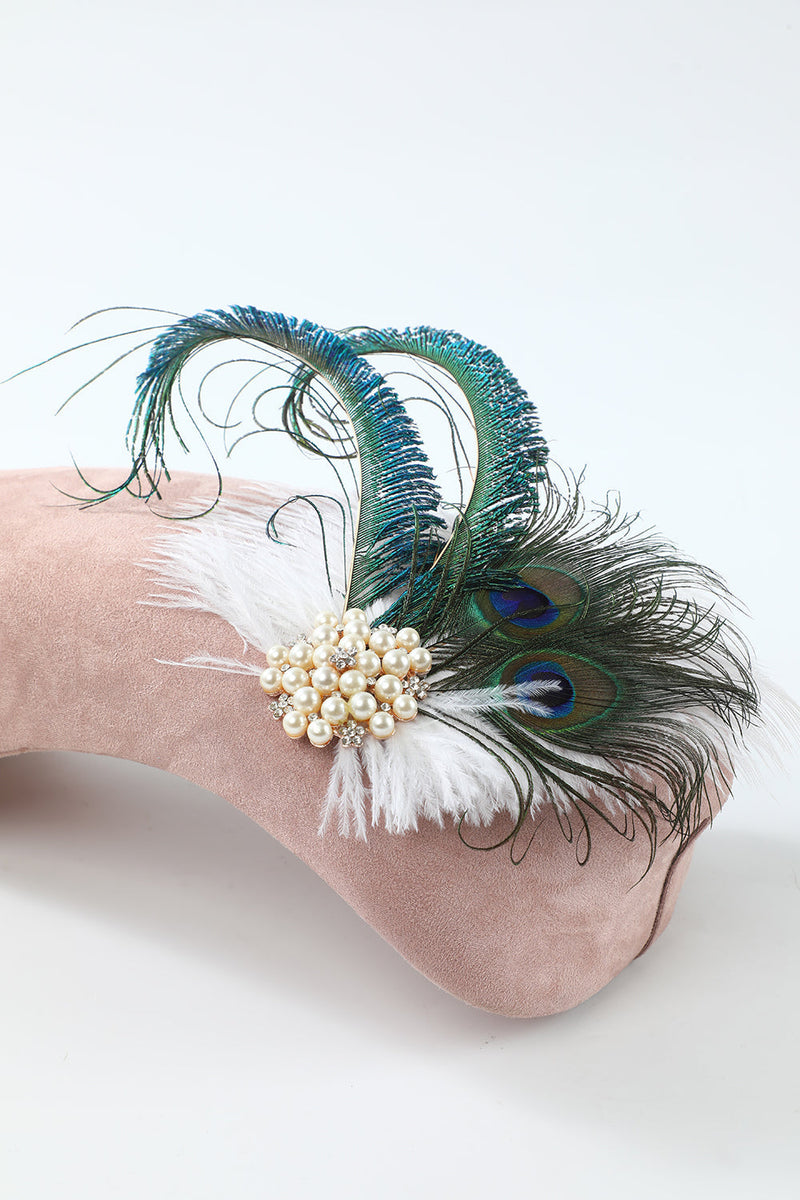 Load image into Gallery viewer, Green Peacock 1920s Headband