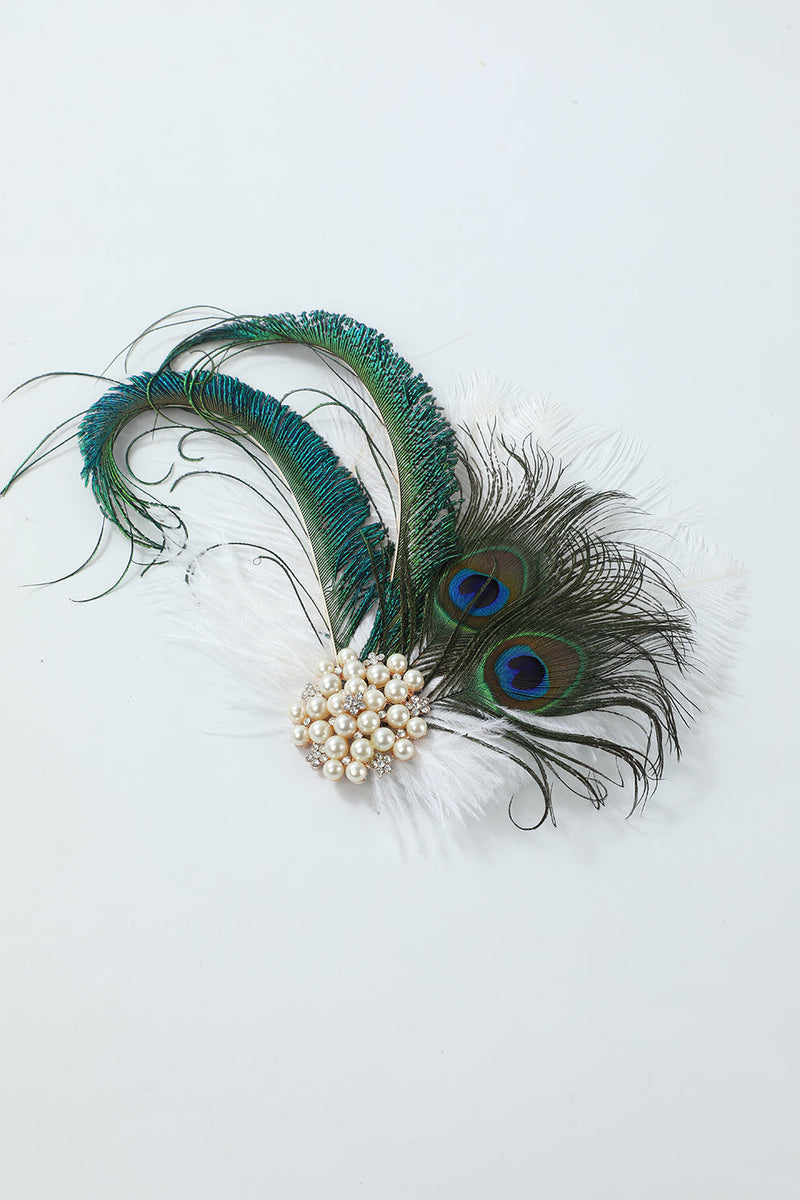 Load image into Gallery viewer, Green Peacock 1920s Headband