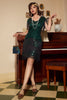 Load image into Gallery viewer, Black Green 1920s Dress with Sequins