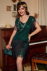 Load image into Gallery viewer, Black Green 1920s Dress with Sequins