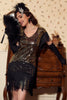 Load image into Gallery viewer, Black Green 1920s Dress with Sequins