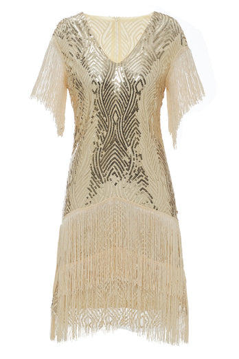 1920S Vintage Sequined Fringe Dress