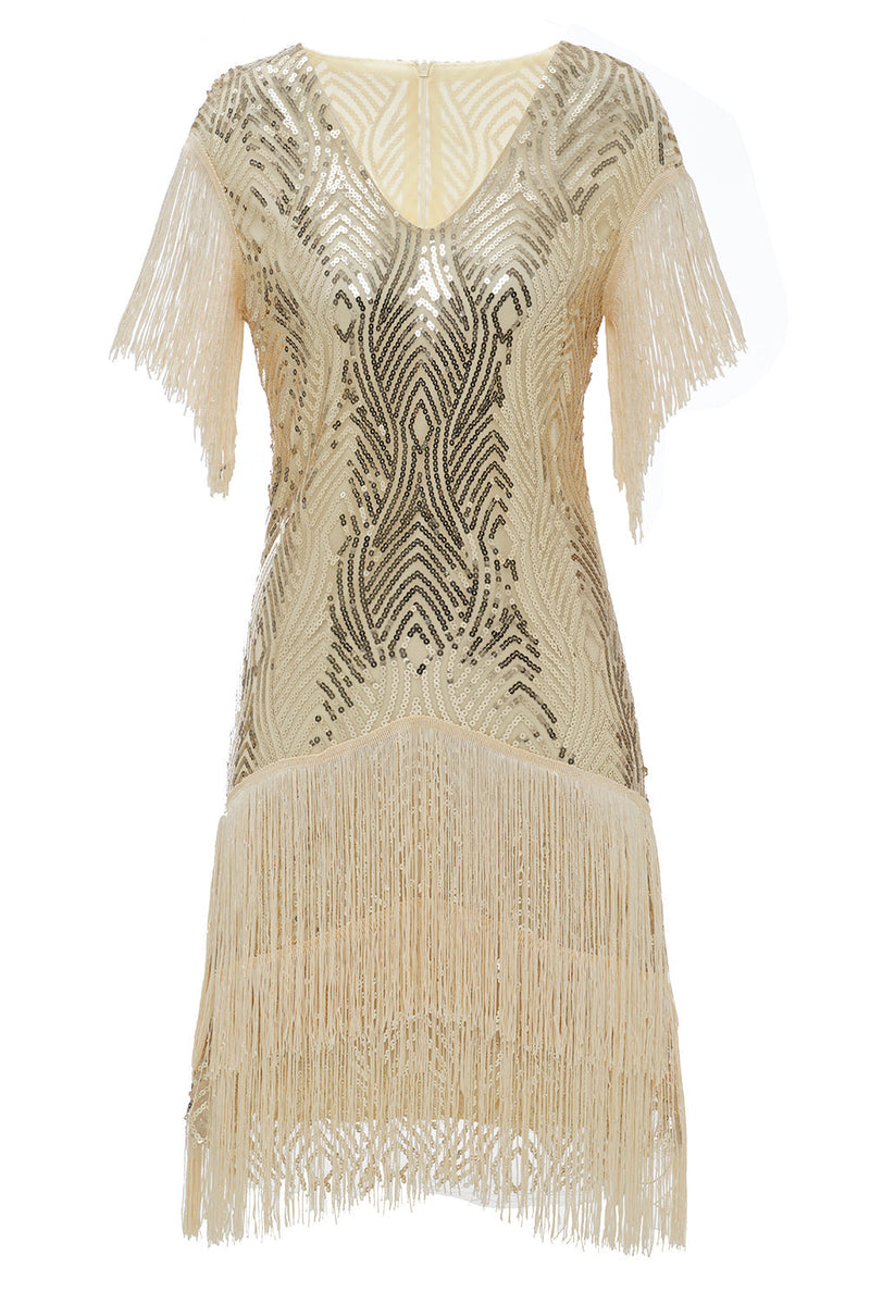 Load image into Gallery viewer, 1920S Vintage Sequined Fringe Dress