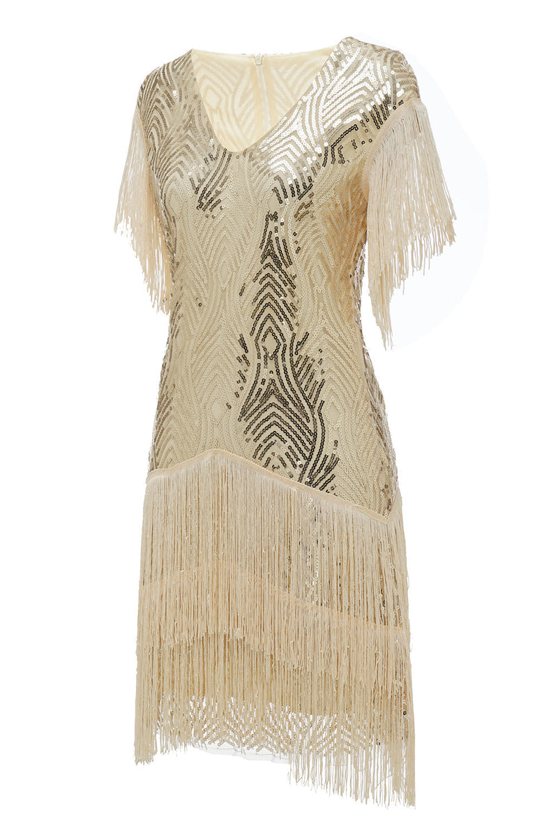 Load image into Gallery viewer, 1920S Vintage Sequined Fringe Dress