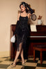 Load image into Gallery viewer, Spaghetti Straps Black Apricot 1920s Dress