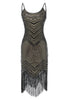 Load image into Gallery viewer, Spaghetti Straps Black Apricot 1920s Dress