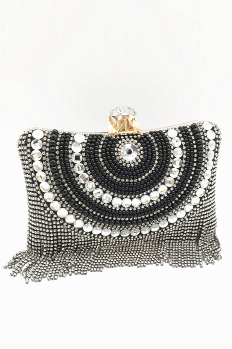 Load image into Gallery viewer, Golden Beaded Pearls Party Clutch