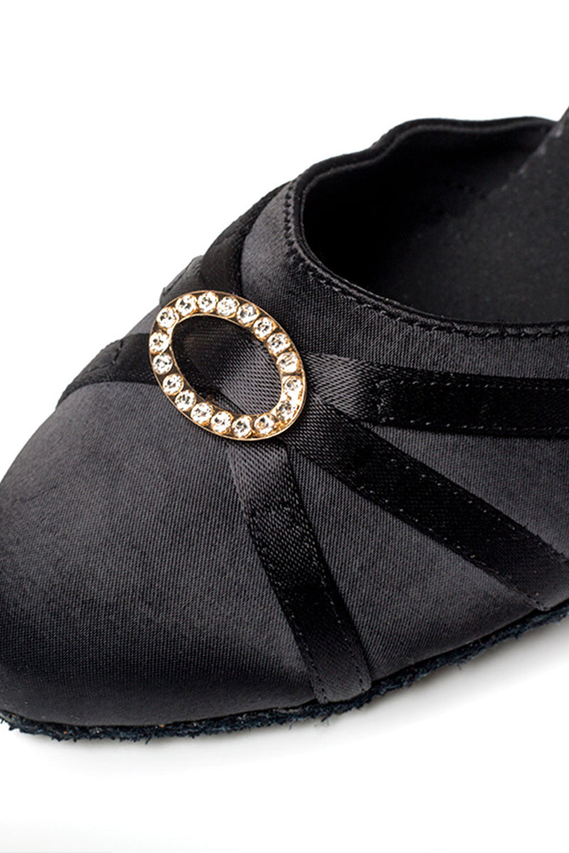 Load image into Gallery viewer, Black High Heel Diamond Buckle Modern Dance Shoes