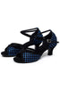 Load image into Gallery viewer, Blue Plaid Pointed Sandal 1920s Heel