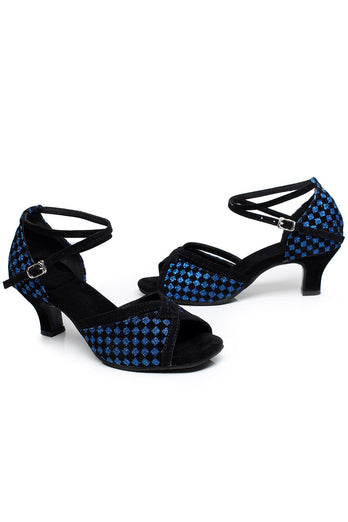 Blue Plaid Pointed Sandal 1920s Heel