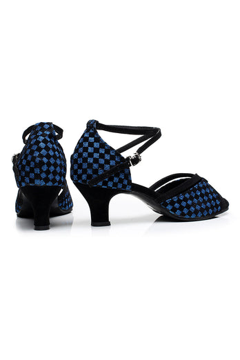 Blue Plaid Pointed Sandal 1920s Heel