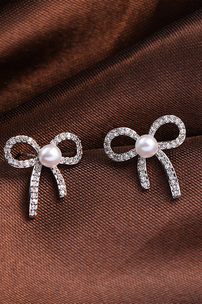 Load image into Gallery viewer, Beading Bows Pearl Earring