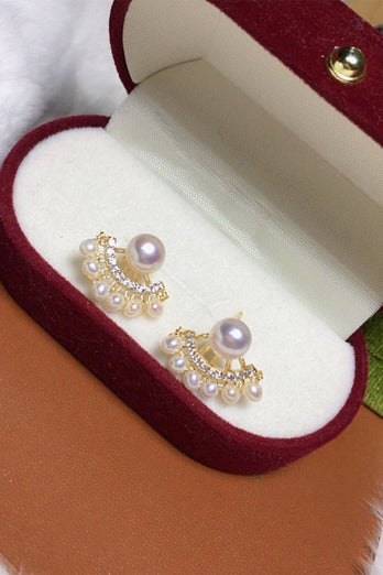 White Pearl Beaded Earrings