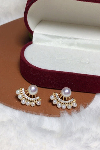 White Pearl Beaded Earrings