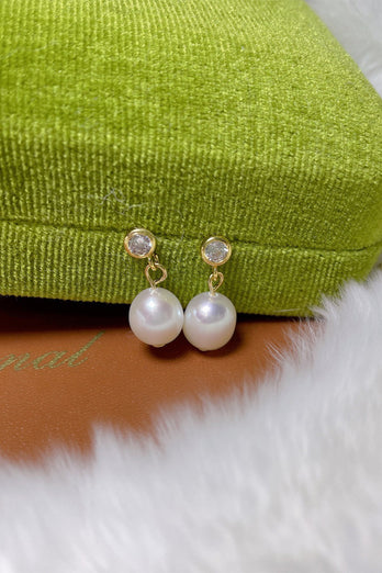 White Pearl Earrings