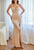 Load image into Gallery viewer, Blush Mermaid Prom Dress with Sequins and Slit