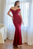 Load image into Gallery viewer, Burgundy Off the Shoulder Mermaid Prom Dress