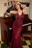 Load image into Gallery viewer, Red Sequins V-neck Long 1920s Dress