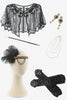 Load image into Gallery viewer, Black Six Pieces Wrap Headpiece 1920s Accessories Set