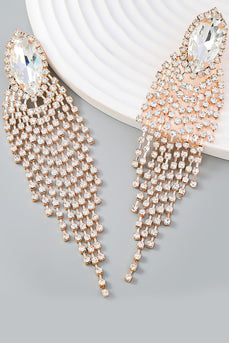 Golden Beaded Prom Earrings