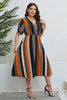 Load image into Gallery viewer, Plus Size V Neck Black Summer Dress With Short Sleeves