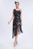 Load image into Gallery viewer, Black Beaded Roaring 20s Gatsby Fringed Flapper Dress