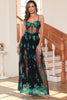 Load image into Gallery viewer, Dark Green Sparkly Long Prom Dress with Sequins