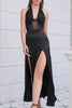 Load image into Gallery viewer, Black Halter Corset Party Dress with Slit