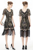 Load image into Gallery viewer, Black Fringes Sparkly 1920s Dress with Short Sleeves