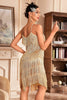 Load image into Gallery viewer, Grey Spaghetti Straps Fringed Roaring 20s Great Gatsby Dress