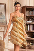 Load image into Gallery viewer, Grey Spaghetti Straps Fringed Roaring 20s Great Gatsby Dress