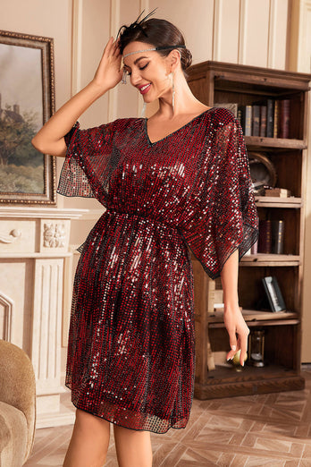 Red Sparkly 1920s Dress with Sequins