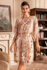 Load image into Gallery viewer, Batwing Sleeves Champagne Sequins 1920s Dress