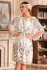 Load image into Gallery viewer, White Sparkly Batwing 1920s Dress with Sequins