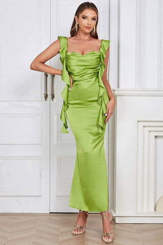 Green Sweetheart Neck Bodycon Long Open Back Party Dress