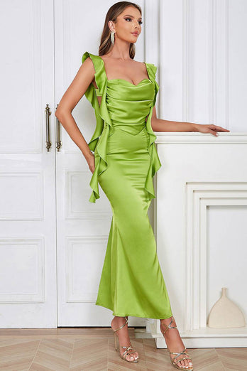 Green Sweetheart Neck Bodycon Long Open Back Party Dress