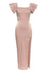 Load image into Gallery viewer, Blush Square Neck Cap Sleeves Bodycon Long Party Dress