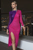 Load image into Gallery viewer, Long Sleeves Sequins Sparkly Party Dress with Slit