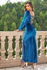 Load image into Gallery viewer, Blue Velvet Square Neck Sheath Holiday Dress With Slit