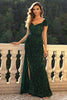 Load image into Gallery viewer, Sparkly Sequin Dark Green Short Sleeve Sweetheart Holiday Dress