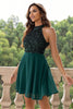 Load image into Gallery viewer, Halter Dark Green Sparkly Sequin Short Holiday Dress