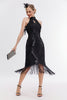 Load image into Gallery viewer, Glitter Halter Fringes Gatsby Dress with Sleeveless