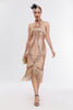 Load image into Gallery viewer, Glitter Halter Fringes Gatsby Dress with Sleeveless