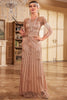 Load image into Gallery viewer, Fringes Glitter Long Flapper Dress with Short Sleeves