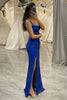 Load image into Gallery viewer, Glitter Royal Blue Long Corset Prom Dress With Slit