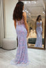 Load image into Gallery viewer, Sparkly Lilac Mermaid Long Corset Prom Dress With Appliques