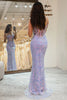 Load image into Gallery viewer, Glitter Lilac Long Corset Appliqued Prom Dress