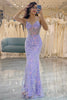 Load image into Gallery viewer, Glitter Lilac Long Corset Appliqued Prom Dress